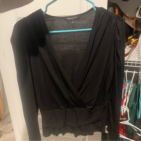 Banana Republic Black Open Front Peplum Top - Picture 1 of 4